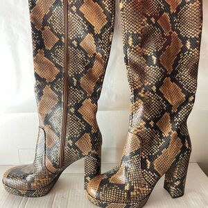 Vince Camuto Brown Snakeskin Heeled Boots